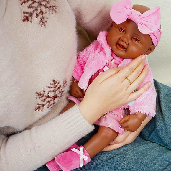 16 inch Realistic Full Body Silicone Open Eyes Newborn Caro-tan Baby Girl - Picture 2 of 6